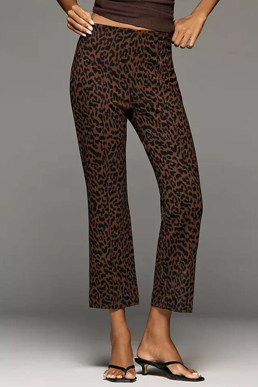 Maeve Leopard Print Kick-Flare Pull-On Pants MP